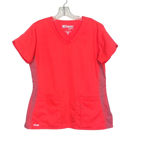 Greys Anatomy Active Barco Scrub Top Womens Pockets Pink Size Medium - Picture 1 of 9